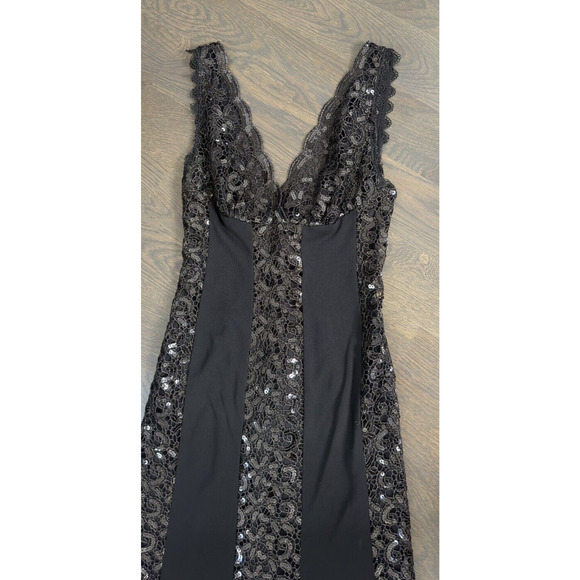 Nicole Bakti Black Gown Maxi Sequined Lace Panels Jersey Wedding Prom MOB S - Picture 10 of 10